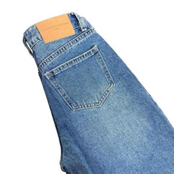 Zuiki Womens High Waisted Wide Leg Blue Jeans Paint Splatter - Picture 4 of 6